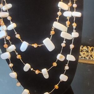 Vintage 1946 White and Orange Beaded Necklace